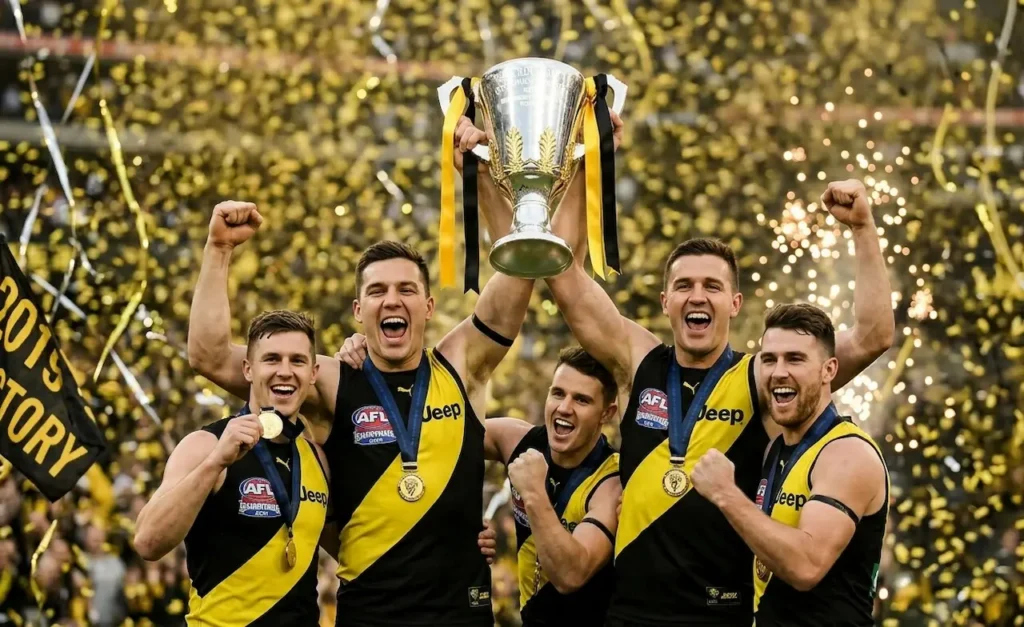 Richmond Tigers Players Celebrating Their Win