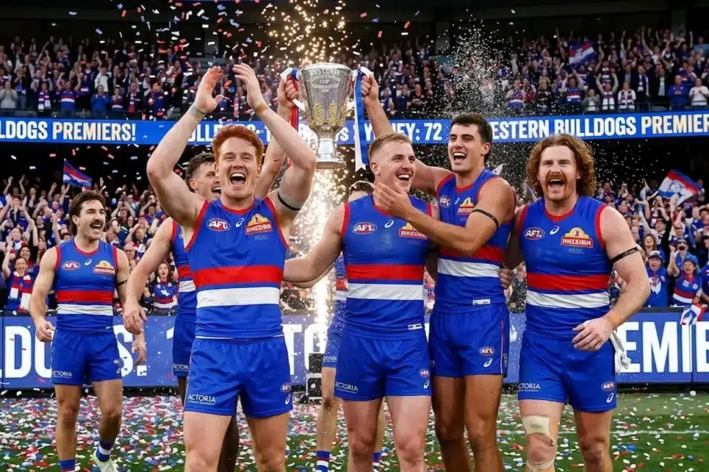 Western Bulldogs Celebrating Their Win 